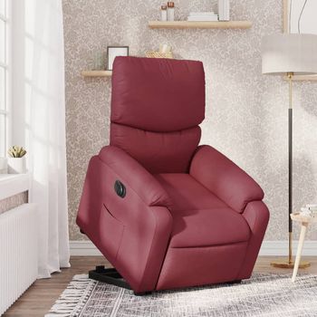 vidaXL Sillón eléctrico reclinable elevable de tela rojo tinto