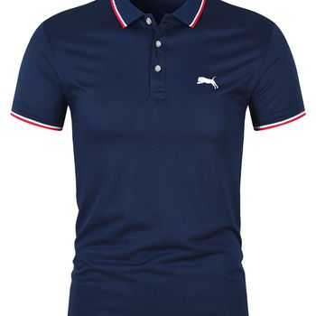 Camisa polo de manga corta con estampado de animales para hombres, casual, ligeramente elástica y transpirable, con botones, ideal para el verano al aire libre