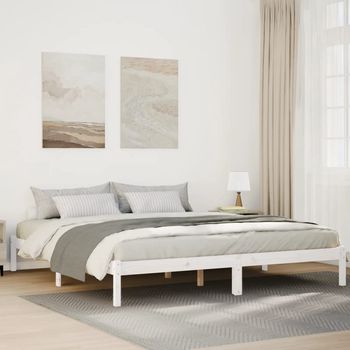 vidaXL Cama extralarga sin colchón madera maciza pino blanca 200x210cm