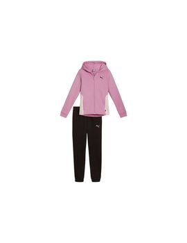 Chándal puma hooded sweat suit fleece cl niña rosa/negro