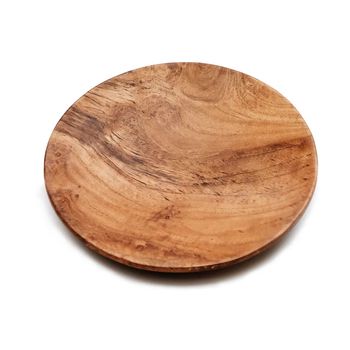 Plato de madera de teca natural medio