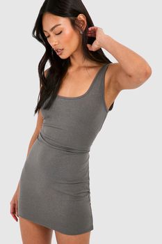 Vestido Mini Premium Súper Suave Con Tirantes Anchos, Gris