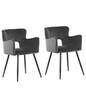 Conjunto de 2 sillas de comedor terciopelo gris oscuro