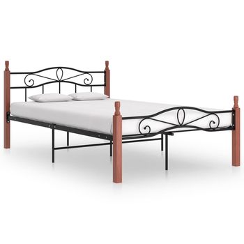 vidaXL Estructura cama sin colchón metal madera roble negro 120x200 cm