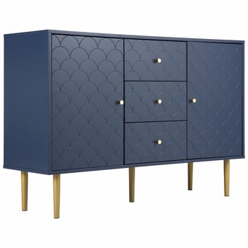 Muebles de baño azul marino con patrón de escala