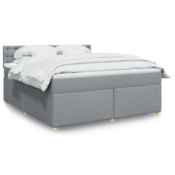 vidaXL Cama box spring con colchón tela gris claro 180x200 cm