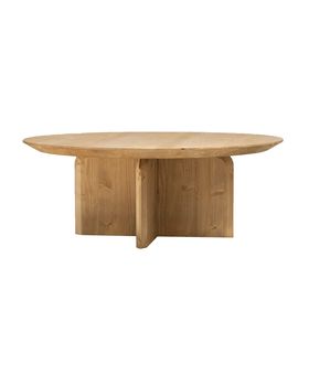 Mesa de centro redonda de madera maciza en tono medio de ø80x30,2cm