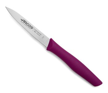 Cuchillo mondador acero inoxidable 100 mm mango polipropileno fucsia