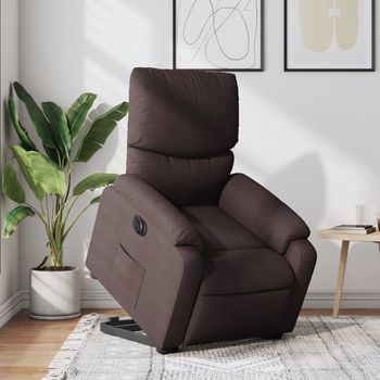 vidaXL Sillón eléctrico reclinable elevable de tela marrón oscuro