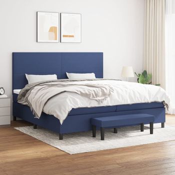 vidaXL Cama box spring con colchón tela azul 200x200 cm