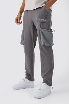 Pantalón Deportivo Cargo Ajustado Con Cintura Elástica, Gris