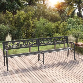 vidaXL Banco de jardín doble 246 cm acero negro