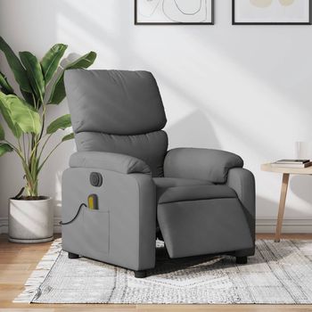 vidaXL Sillón reclinable de masaje eléctrico tela gris oscuro