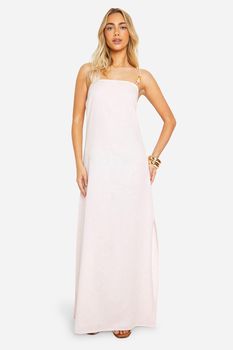 Vestido Maxi Con Tira De Corazón Y Cuentas, Pink