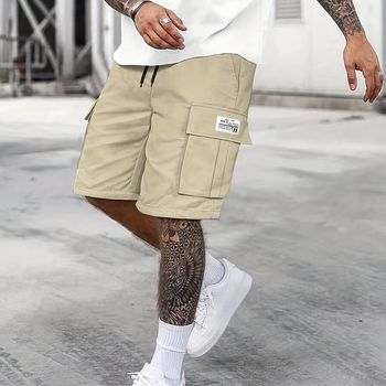 Pantalones Cortos De Carga Para Hombres Con Cordón Ajustable, Pantalones Cortos Casuales Con Múltiples Bolsillos