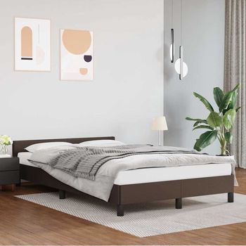 vidaXL Estructura de cama con cabecero sin colchón marrón 120x200 cm