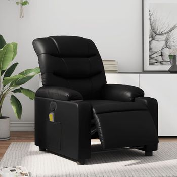 vidaXL Sillón de masaje reclinable eléctrico cuero sintético negro