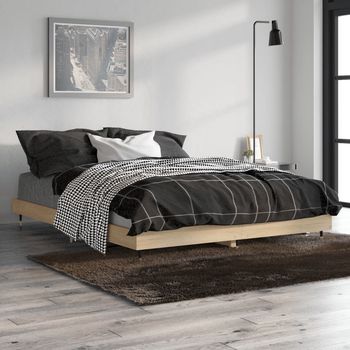 vidaXL Estructura de cama madera de ingeniería roble Sonoma 135x190 cm