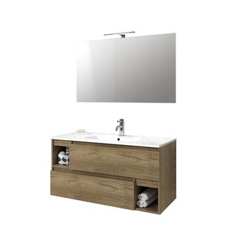 Mueble de baño de 4 piezas en melamina roble miel