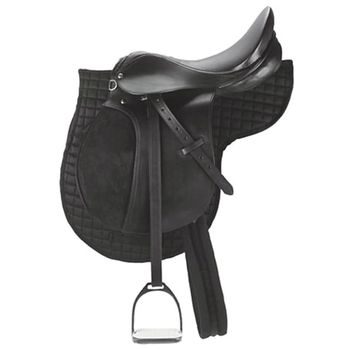 Kerbl Silla de montar poni de cuero negro 32196