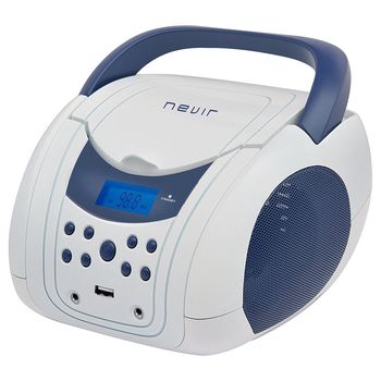 Radio CD - Nevir NVR-483UB,Blanco Azul, Bluetooth