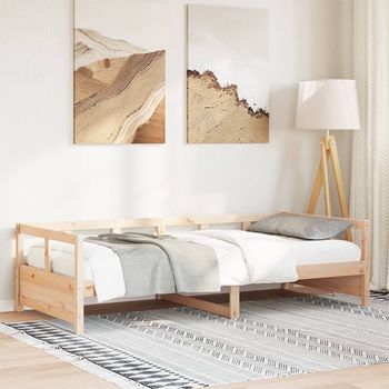 vidaXL Sofá cama de madera maciza de pino natural 90x190 cm