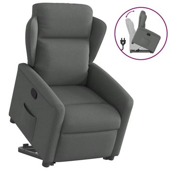 vidaXL Sillón reclinable elevable de tela gris oscuro