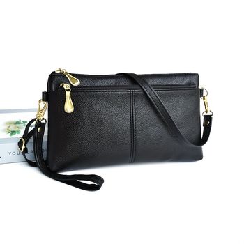 Bolso de hombro de moda para mujeres, bolso de embrague de doble cremallera, billetera de muñeca cuadrada para monedas y teléfono