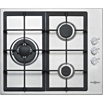 Vitrokitchen EN636LIB Placa de Gas Butano 3 Zonas 60cm Acero Inoxidable