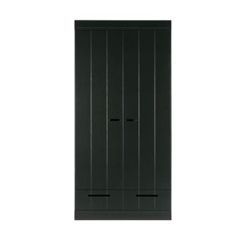 Armario de pino 2 puertas 2 cajones - negro