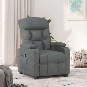 vidaXL Sillón reclinable eléctrico de tela gris oscuro