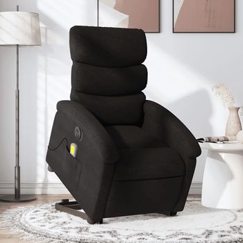 vidaXL Sillón de masaje eléctrico reclinable elevable tela negro