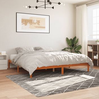 vidaXL Cama sin colchón madera maciza de pino marrón cera 180x200 cm