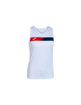 Camiseta de pádel joma sin mangas court blanco rojo marino niña