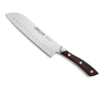 Cuchillo santoku acero inoxidable forjado nitrum 180 mm mango marrón