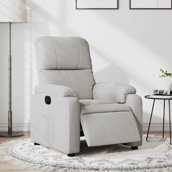 vidaXL Sillón reclinable eléctrico tela de microfibra gris claro