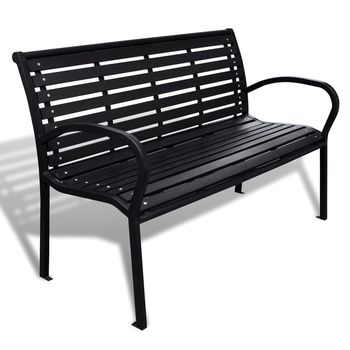 vidaXL Banco de jardín acero y WPC negro 125 cm