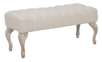 Banco de madera y tela beige cm 97x42x40