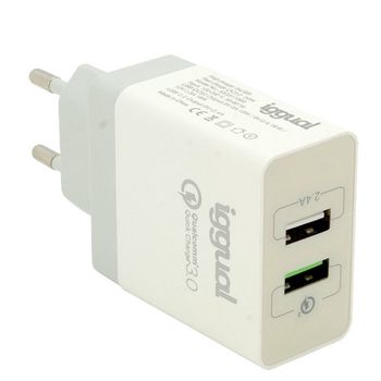 Iggual Cargador 2xUSB Quickcharge 3.0 30W