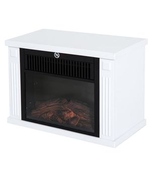 Homcom Chimenea Eléctrica Portátil Blanca 1200W