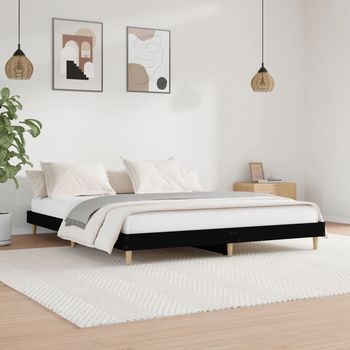 vidaXL Cama sin colchón negro 180x200 cm madera de ingeniería