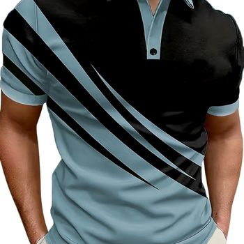 Camisa de golf para hombre con combinación de colores, camisa casual de manga corta con solapa para exteriores