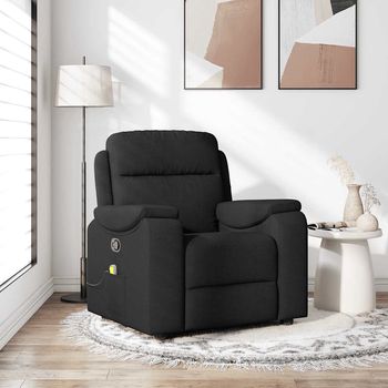 vidaXL Sillón reclinable de masaje de tela negro