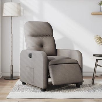 vidaXL Sillón reclinable eléctrico tela gris taupé