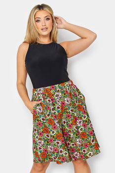 Yours Bermudas Verdes De Flores, Mujer Curvy Y Tallas Grandes, Yours