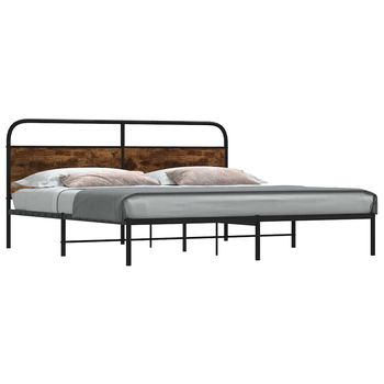 vidaXL Estructura de cama sin colchón metal roble ahumado 193x203 cm