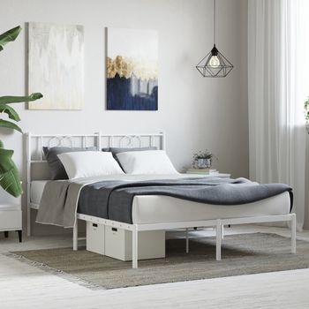 vidaXL Estructura cama sin colchón con cabecero metal blanco 150x200cm