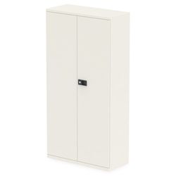 Qube by Bisley Stationery 1850mm 2-Door Cupboard White With Shelves