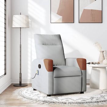 vidaXL Sillón de masaje reclinable de tela gris nube