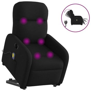 vidaXL Sillón de masaje eléctrico reclinable elevable tela negro